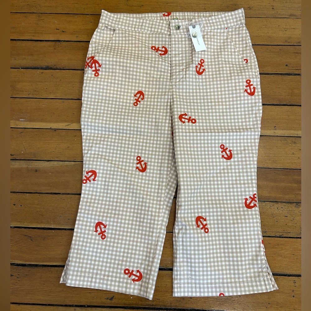 Anthropologie Pants By Celandine Cropped With Anchors Size Med NWT